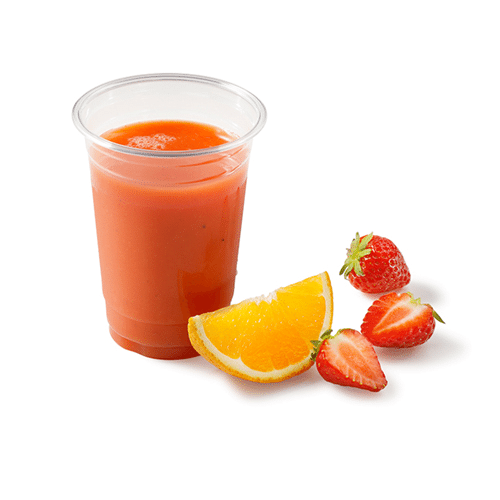 Verse sinaasappelsap met aardbei