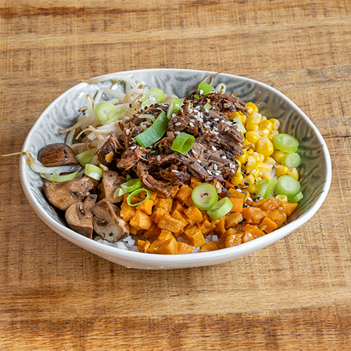 Perfect pulled beef bowl